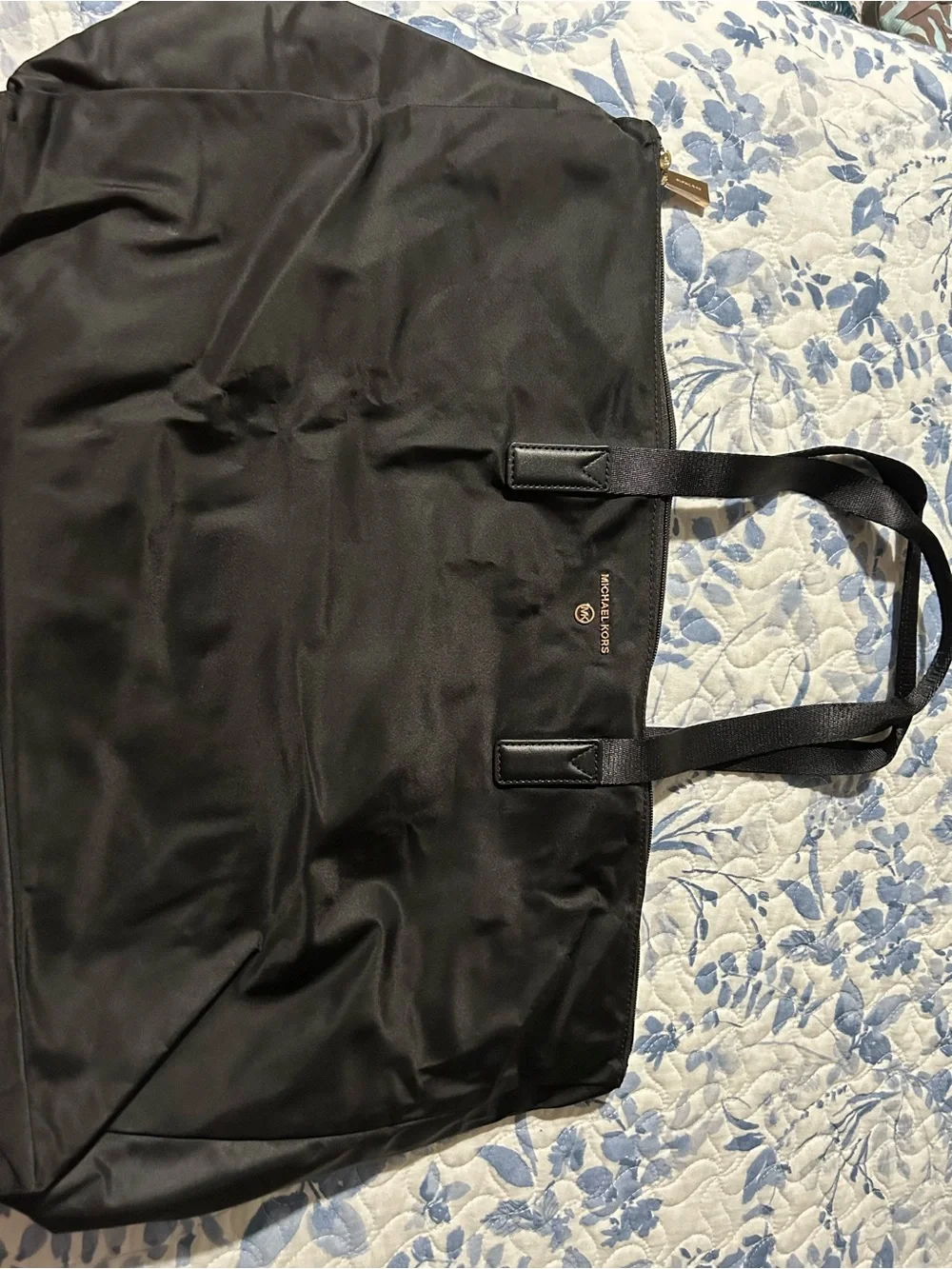 Michael Kors Black Nylon Tote with Gold Accent
